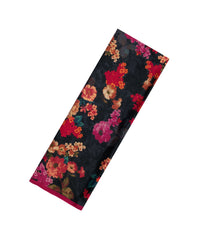 Black Printed Pure Satin Silk Saree With Floral Motifs-PS0952