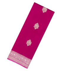 Magenta Woven Banarasi Poona Silk Saree With Zari Buttas & Contrast Border-BP1025