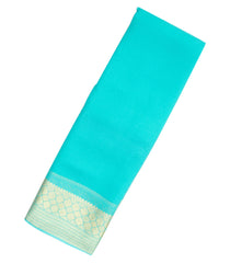 Turquoise Woven Mysore Silk Saree With Zari Border-MS3060