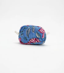 Blue Cotton Bagru Printed Coin Pouch With Zipper-ACS1072