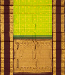 Light Green Handloom Kanchipuram Korvai Silk Saree With Maroon Border