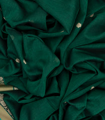 Dark Green Handloom Bengal Cotton Saree With Floral Buttas-BG1208