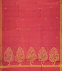 Peach Handloom Tussar Silk Saree With Floral Buttas-TU3566