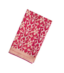 Peach Handloom Organza Satin Soft Silk Saree With Floral Motifs-SO4129
