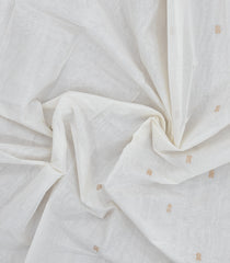 White Woven Rasipuram Cotton Sari With Buttas-RA2632