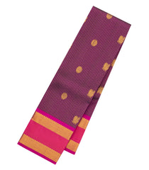 Purple Handloom Kanchipuram Silk Saree With Zari Stripes & Buttas-KA15711
