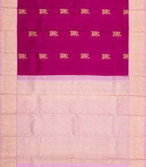 Pink Handloom Korvai Kanchipuram Silk Saree With Peacock Buttas-KA15497