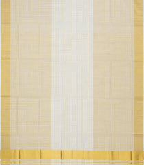 Off White & Cream Handloom Kerala Cotton Saree With Zari Checks-KEC1030