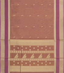 Dusty Peach Handloom Silk Cotton Saree With Parrot Buttas-SC3971