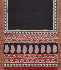 Black Woven Art Tussar Silk Saree With Printed Floral Motifs-BL4202