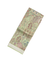 Cardamom Green Woven Pure Organza Silk Saree With Printed Floral Motifs-PS0596