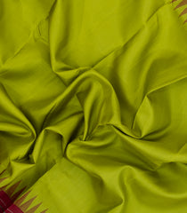 Light Green Handloom Kanchipuram Silk Saree With Contrast Temple Border-KA15158
