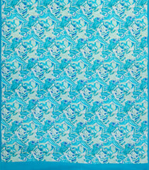 Turquoise Printed Crepe Silk Saree With Abstract Motifs-PS0910