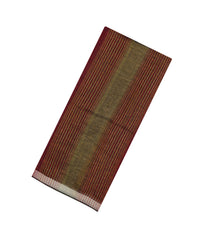 Maroon Handloom Linen Saree With Stripes-LI0733