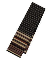 Black Handloom Kanchipuram Silk Saree With Zari Checks-KA15235