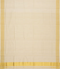 Off White Handloom Kerala Cotton Saree With Zari Checks-KEC1037