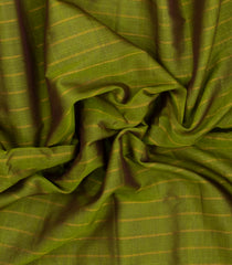 Leafy Green Handloom Gadwal Silk Cotton Saree With Contrast Border-GA0441