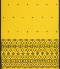 Yellow Handloom Bengal Cotton Saree With Black Buttas-BG1562