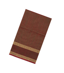 Maroon Handloom Silk Cotton Saree With Checks-SC4298