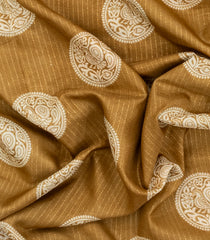 Sandal Printed Synthetic Dola Saree With Zari Stripes & Border-BL5406