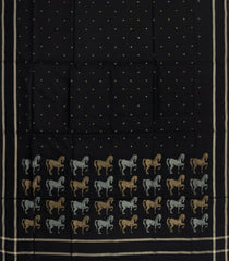 Black Handloom Uppada Silk Saree With Coin Buttas-UP0424