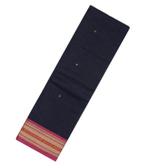 Black Handloom Kanchi Cotton Saree With Coin Buttas-KC1431
