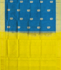 Blue Handloom Silk Cotton Saree With Checks & Buttas-SC4735