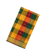 Multi Colour Handloom Silk Cotton Saree With Checks & Zari Buttas-SC4995