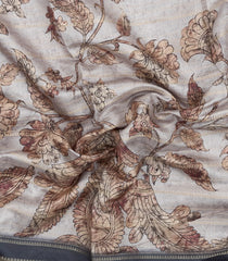 Off White Printed Synthetic Dupion Saree With Zari Stripes & Border-SY0231