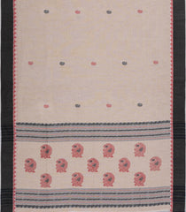 Taupe Handwoven Bengal Cotton Saree With Mango Buttas-BG1471