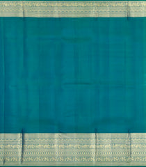Teal Handloom Kanchipuram Silk Saree With Zari Checks & Buttas-KA16334
