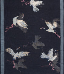 Black Printed Synthetics Linen Saree With Zari Border-BL5330