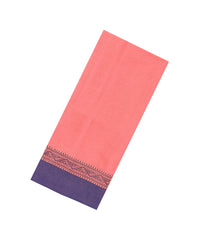 Peach Woven Bengal Cotton Saree With Contrast Border-BG1651