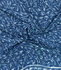 Indigo Printed Jaipur Cotton Saree With Floral Motifs-JC1820