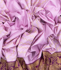 Lavender Handloom Korvai Kanchipuram Silk Saree With Kamalam Motifs-KA12528