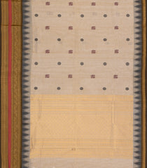 Taupe Woven Chettinad Cotton Saree With Buttas-CN1893