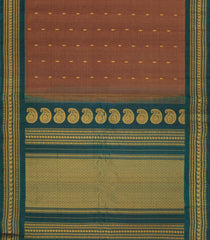 Brown Handloom Gadwal Silk Cotton Saree With Buttas-GA0419