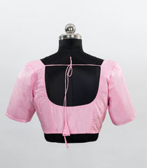 Baby Pink Blended Silk Ready Made Blouse With V Neck and Front Open Style-RB5219
