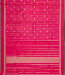 Hot Pink Handloom Kanchipuram Silk Saree With Stripes & Buttas-KA15101