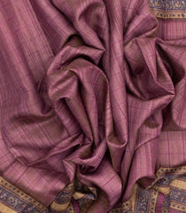Lilac Handloom Tussar Silk Saree With Printed Floral Motifs-TU2717