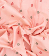 Baby Pink Handloom Korvai Kanchipuram Silk Saree With Thread Work Buttas-KA14100
