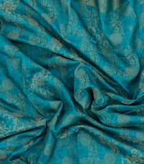 Turquoise Printed Synthetics Dola Silk Saree With Floral Zari Motifs-BL5251