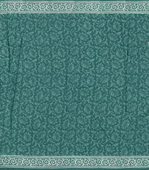 Shadow Green Printed Jaipur Cotton Saree With Floral Motifs-JC1652