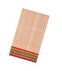 Light Peach Handloom Korvai Silk Cotton Saree With Checks & Contrast Border-SC3872