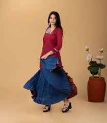 Red & Blue Short Kurti Top-KR0844