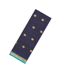 Navy Blue Woven Blended Viscose Saree With Zari Checks & Buttas-BL6077