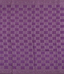 Dark Purple Printed Synthetic Tussar With Contrast Zari Border-SY0293