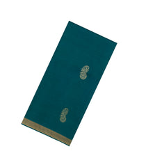 Teal Woven Tussar Silk Saree With Mango Motifs & Zari Border-TU3525