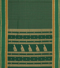 Green Handloom Silk Cotton Saree With Checks-SC4231