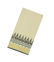 Off White Woven Kerala Cotton Tissue Saree With Printed Motifs-KEC1058